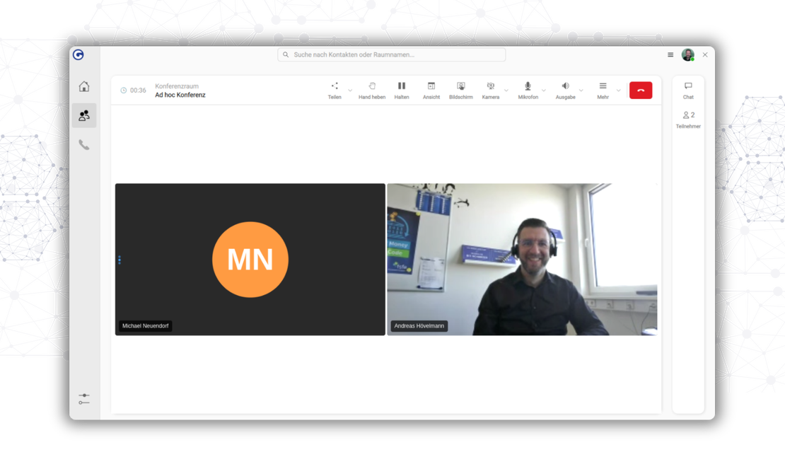 Oberflächenansicht der Videokonferenz